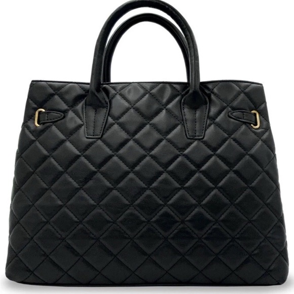 Badgley Mischka Large Quilted Black Tote with Front Lock - NWT - Picture 2 of 7